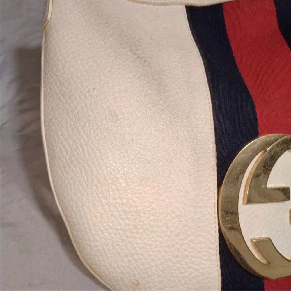 Gucci White Shoulder Bag with Red and Blue Stripes Set - Picture 4 of 11